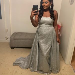 CUSTOM MADE SEQUINS DRESS WITH TRAIL